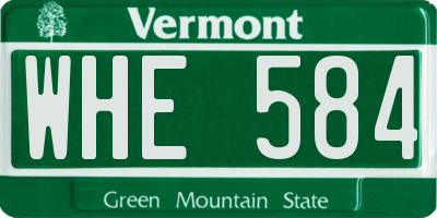 VT license plate WHE584