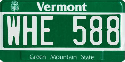 VT license plate WHE588