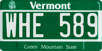 VT license plate WHE589