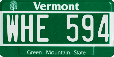 VT license plate WHE594