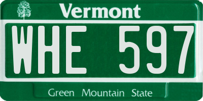 VT license plate WHE597