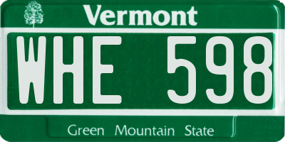 VT license plate WHE598