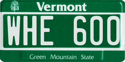 VT license plate WHE600