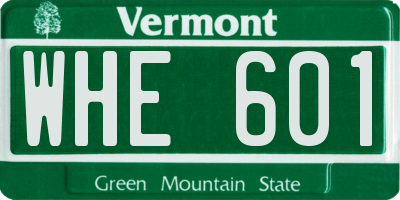 VT license plate WHE601