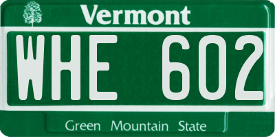 VT license plate WHE602