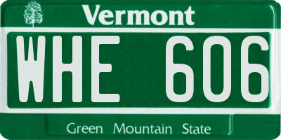 VT license plate WHE606