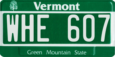 VT license plate WHE607