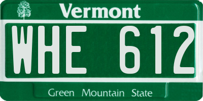 VT license plate WHE612