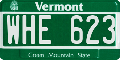 VT license plate WHE623
