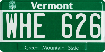 VT license plate WHE626