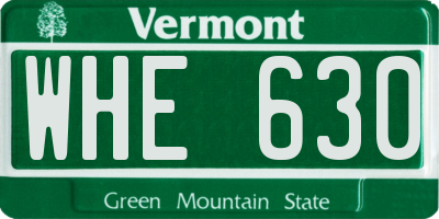 VT license plate WHE630