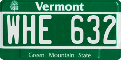 VT license plate WHE632
