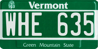 VT license plate WHE635