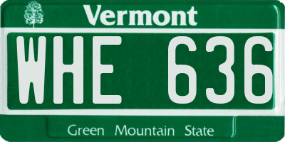 VT license plate WHE636