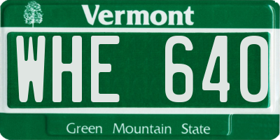 VT license plate WHE640
