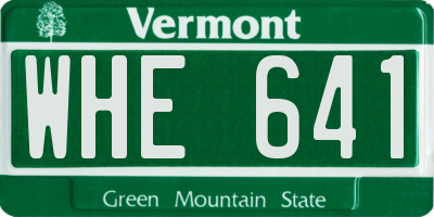 VT license plate WHE641