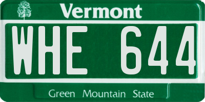 VT license plate WHE644