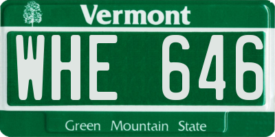 VT license plate WHE646