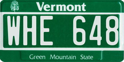 VT license plate WHE648