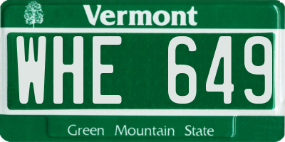 VT license plate WHE649