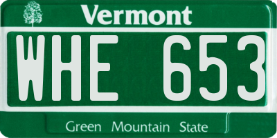 VT license plate WHE653
