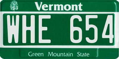 VT license plate WHE654