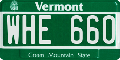 VT license plate WHE660
