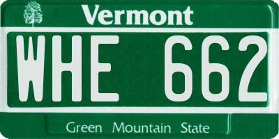 VT license plate WHE662
