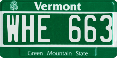 VT license plate WHE663