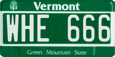 VT license plate WHE666