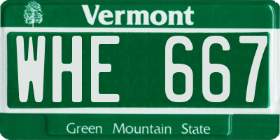 VT license plate WHE667