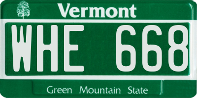 VT license plate WHE668