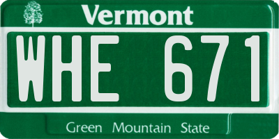 VT license plate WHE671