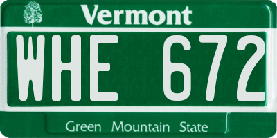 VT license plate WHE672