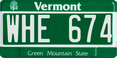 VT license plate WHE674