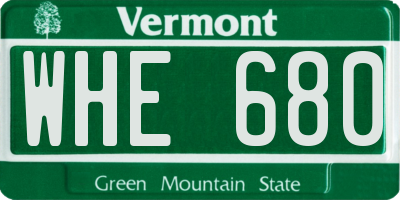 VT license plate WHE680