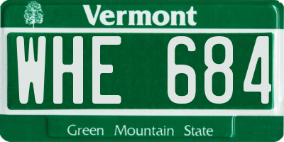 VT license plate WHE684