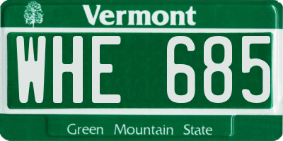 VT license plate WHE685