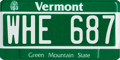 VT license plate WHE687