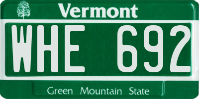 VT license plate WHE692