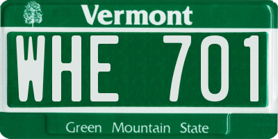 VT license plate WHE701