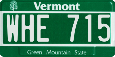 VT license plate WHE715
