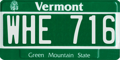 VT license plate WHE716
