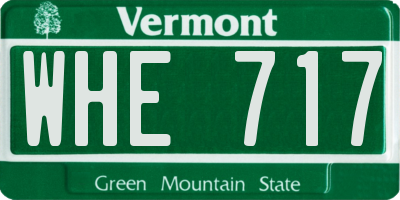 VT license plate WHE717
