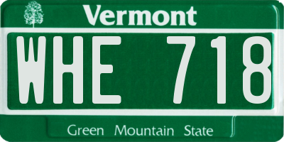 VT license plate WHE718