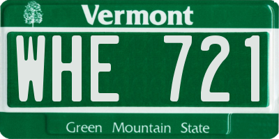 VT license plate WHE721