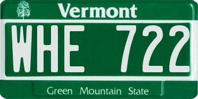 VT license plate WHE722