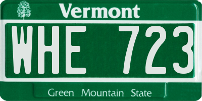 VT license plate WHE723