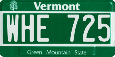 VT license plate WHE725