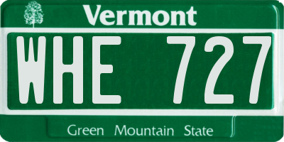 VT license plate WHE727